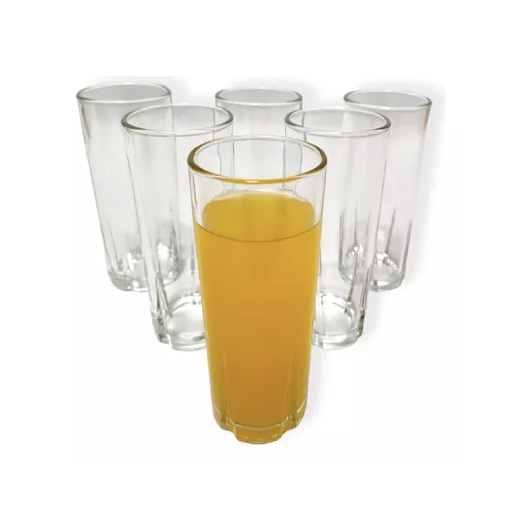 Set de 6 Vasos de vidrio Labrados 300Ml