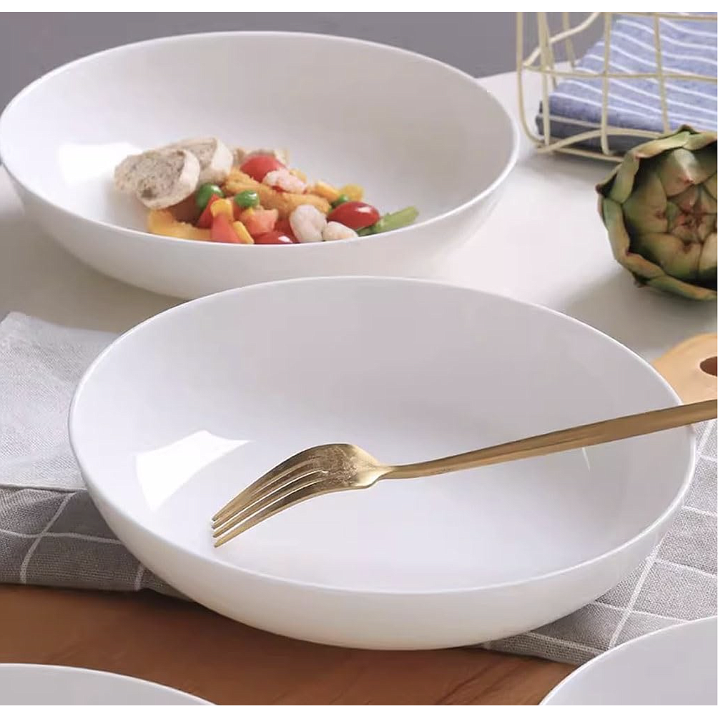 Plato Hondo de Ceramica Blanca 23x5cm