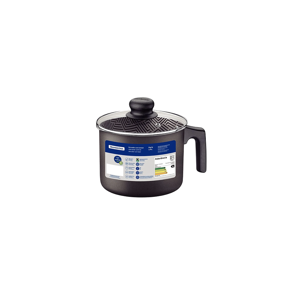 Hervidor Tramontina Paris en Aluminio con Revestimiento Interno y Externo Antiadherente Starflon Max Plomo con Tapa de Vidrio 14 cm 1,9 L