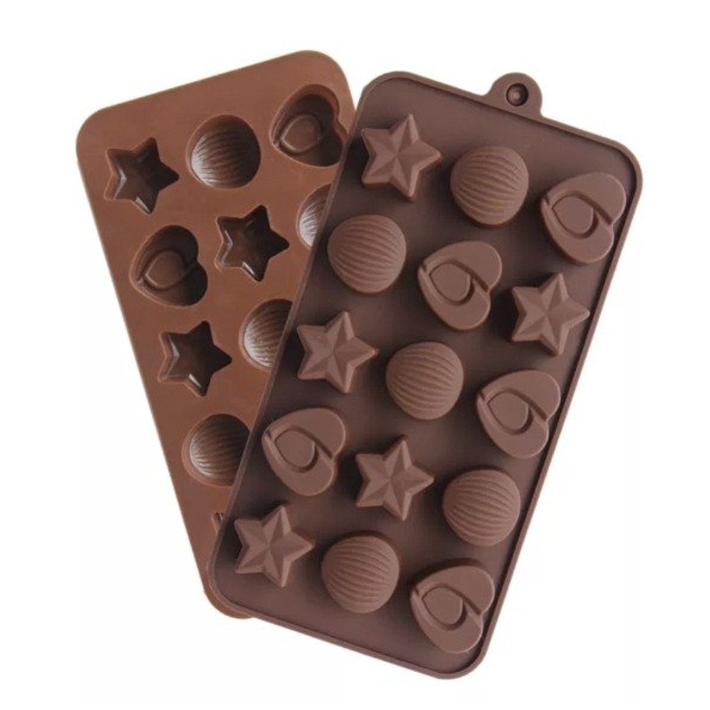 Molde de Silicona Corazones y Estrellas 21 x 10 cm