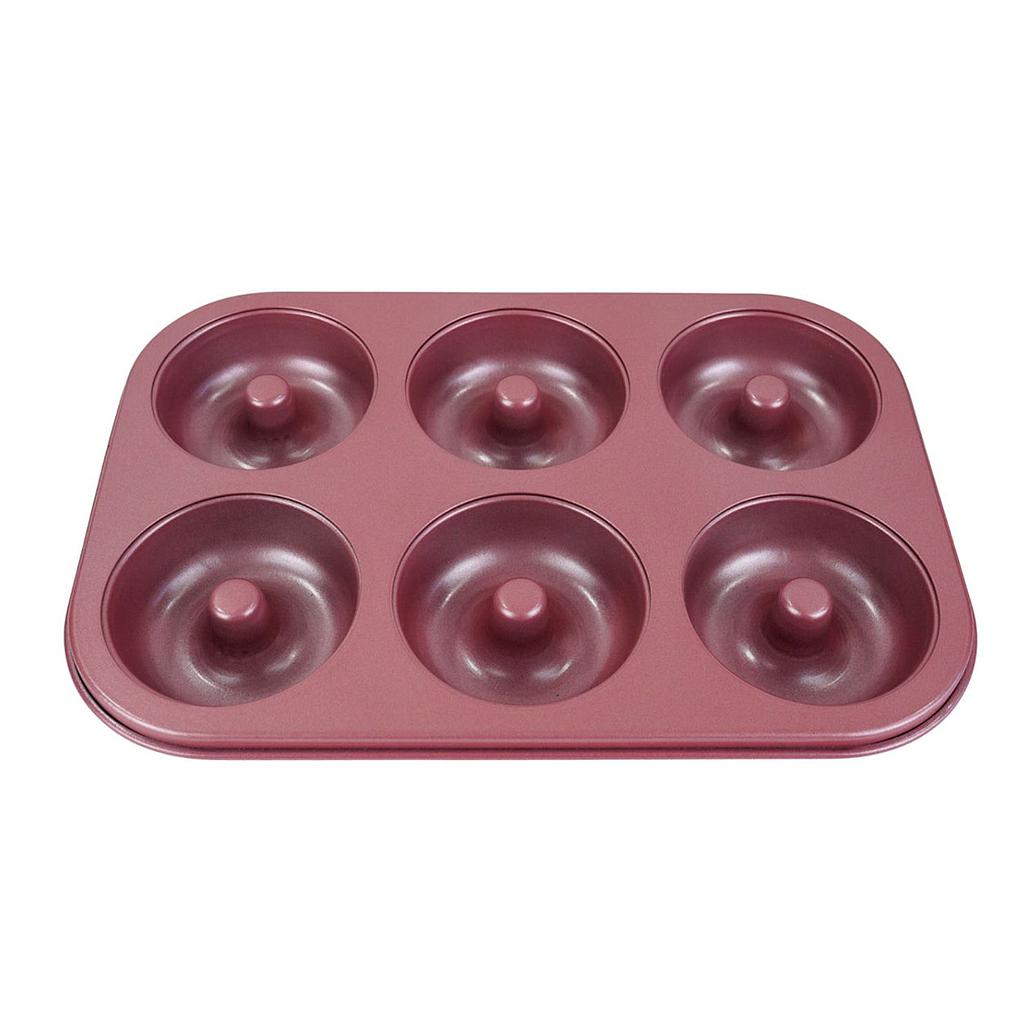 Molde Antiadherente Rosa para 6 donas 26,5x18 cm