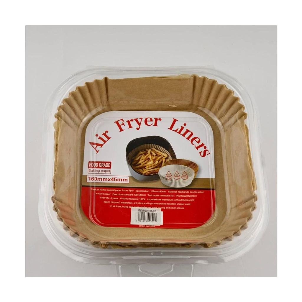 Papel antiadherente para AirFryer. Cuadrado 50pcs. 16x16x4,5cm.