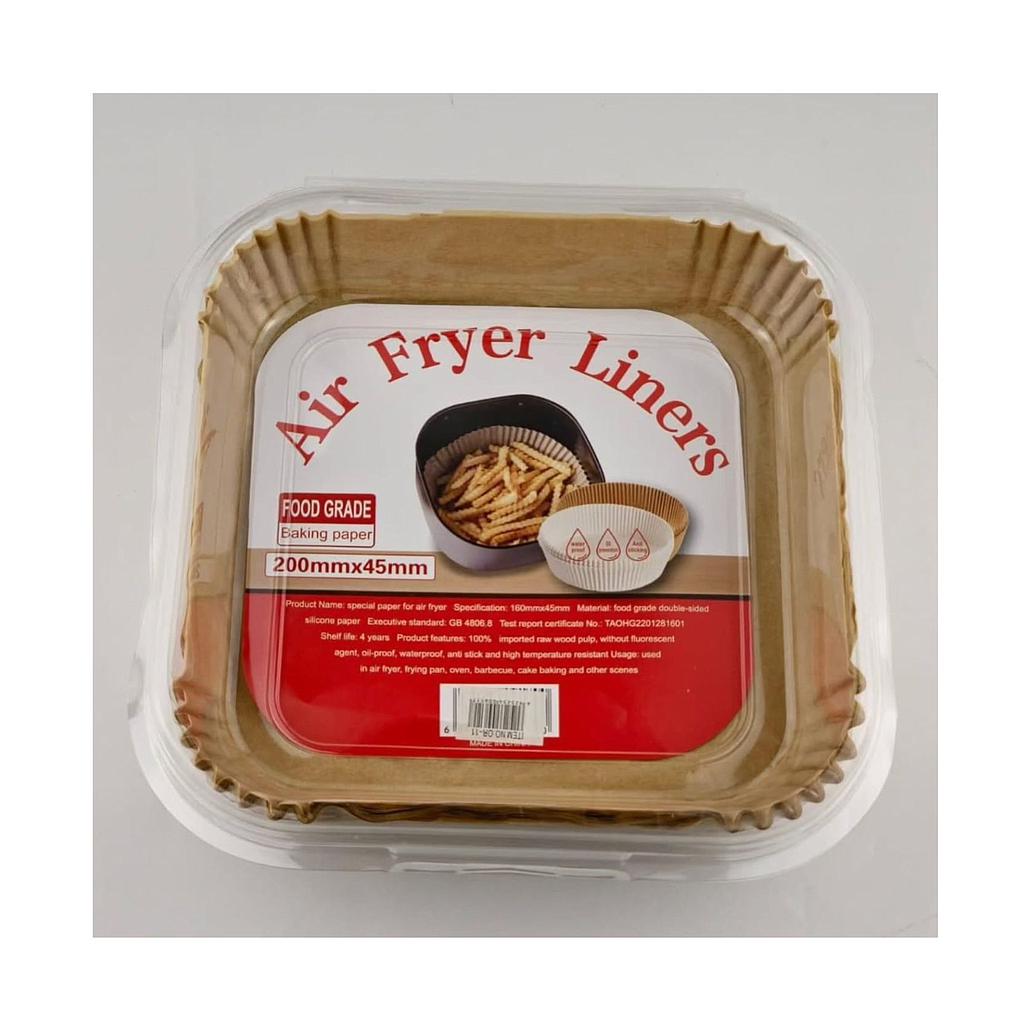 Papel antiadherente para Air Fryer. Cuadrado 50pcs. 20x20x4,5cm.