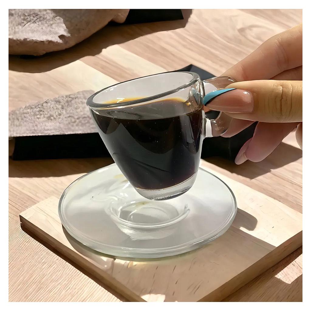 Juego de Café en vidrio de 12 Piezas para expreso 90 ml