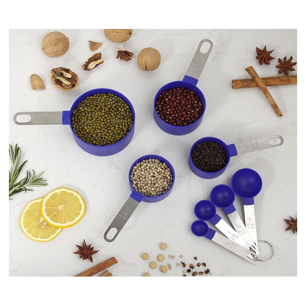 Juego de Tazas y Cucharas Medidoras en Acero y Polipropileno rigido Gourmet Kitchen