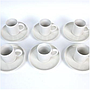 Juego de 6 Mug con Plato en Cerámica blanca