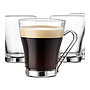 Set de 3 tazas de Café en vidrio con Asa en acero 230ml