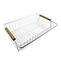 Escurridor en Acero Blanco con Asas de Madera 40x30x10cm