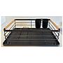 Escurridor Nordico en Acero Negro con mangos de Madera y bandeja plastica, 43x32x14