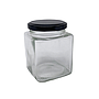 Frasco de Vidrio Cuadrado hermetico con tapa de metal con rosca 500 ml