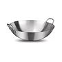 Wok de Doble oreja en Acero de fondo redondo sin recubrimiento 26 cm
