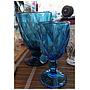 Juego de Jarra 1 L con 6 Copas de Vidrio Labrado Azul 300ml