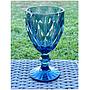 Juego de Jarra 1 L con 6 Copas de Vidrio Labrado Azul 300ml