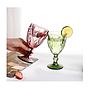 Juego de 6 copas en Vidrio Labrado Diamante Verde 245 ml