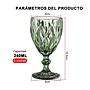 Juego de 6 copas en Vidrio Labrado Diamante Verde 245 ml