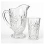 Juego Old Fashion de Jarra 1 L con 6 Vasos de Vidrio Labrado 300 ml Transparente