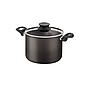 Olla Alta Tramontina Paris en Aluminio con Revestimiento Interno y Externo Antiadherente Starflon Max Plomo con Tapa de Vidrio 24 cm 7,1 L