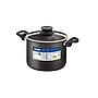 Olla Alta Tramontina Paris en Aluminio con Revestimiento Interno y Externo Antiadherente Starflon Max Plomo con Tapa de Vidrio 24 cm 7,1 L