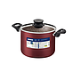Olla Alta Tramontina Paris en Aluminio con Revestimiento Interno y Externo Antiadherente Starflon Max Rojo con Tapa de Vidrio 26 cm 9,6 L