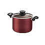 Olla Alta Tramontina Paris en Aluminio con Revestimiento Interno y Externo Antiadherente Starflon Max Rojo con Tapa de Vidrio 26 cm 9,6 L
