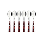 Juego de Cucharas para Té Tramontina con Láminas de Acero Inoxidable y Mangos de Madera Tratada Polywood Rojo 6 Piezas