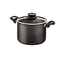 Olla Alta Tramontina Paris en Aluminio con Revestimiento Interno y Externo Antiadherente Starflon Max Plomo con Tapa de Vidrio 26 cm 9,6 L