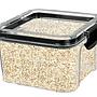 Contenedor hermético con clip PET, base cuadrada. 700ml 10,4x10,4x9,5cm.