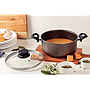 Cacerola Tramontina Paris en Aluminio con Revestimiento Interno y Externo Antiadherente Starflon Max Plomo con Tapa de Vidrio 24 cm 4,9 L
