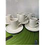 Juego de 6 Mug con Plato en Cerámica blanca