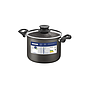 Olla Alta Tramontina Paris en Aluminio con Revestimiento Interno y Externo Antiadherente Starflon Max Plomo con Tapa de Vidrio 22 cm 5,7 L